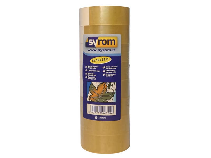 Nastro adesivo Noysy SYROM formato 19 mm x 33 m ppl trasparente torre da 8 rotoli - 4354