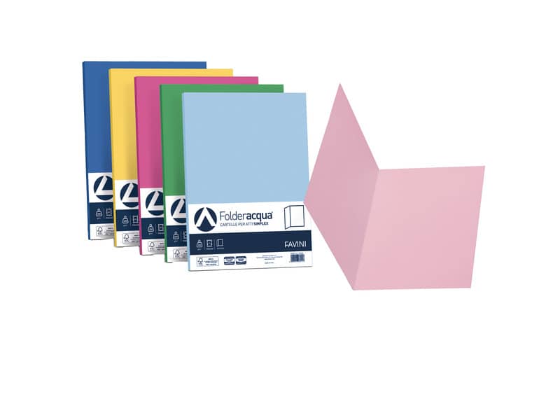 Cartellina semplice FAVINI FOLDER S cartoncino Simplex Luce&Acqua 200 g/m² 25x34cm mix 5 colori conf. 50 - A50X664