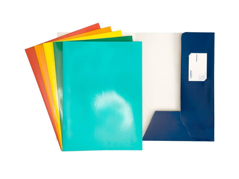 Cartelline a 2 lembi 4Mat 32x24 cm in cartoncino plastificato 300 g/m² blu conf. da 10 pezzi - 3760 01