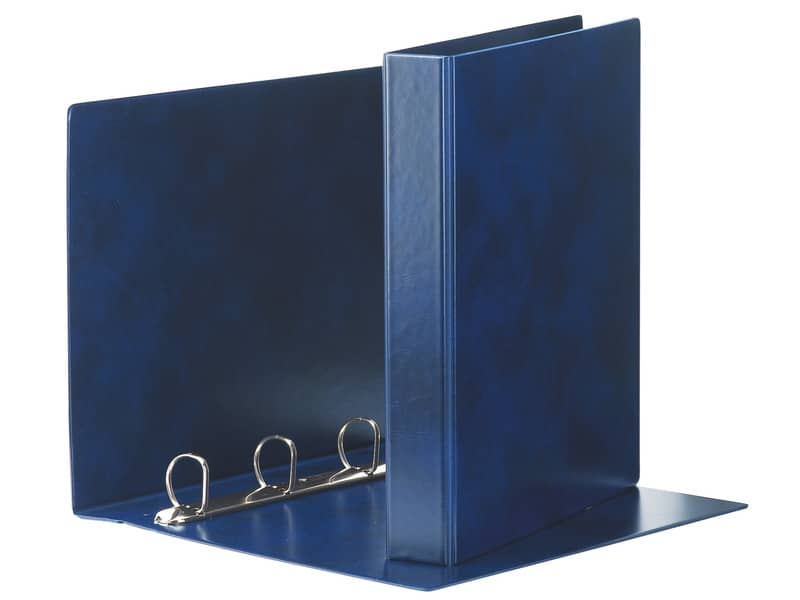 Raccoglitore Esselte E53 PRESTIGE a 4 anelli a D 50mm PVC stampato da 0,3 mm blu 22x30 cm dorso 7,5 cm
