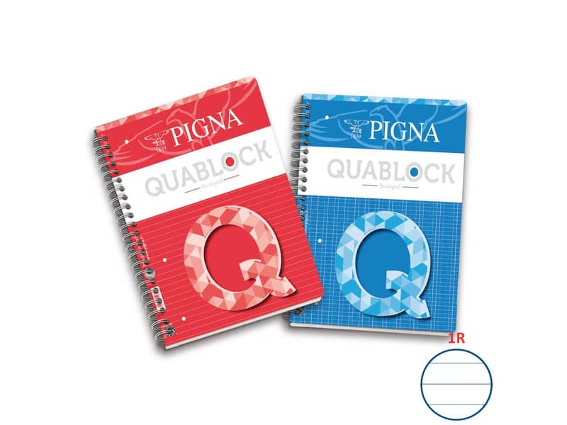 Blocco spiralato 120 fogli Pigna Quablock a 4 fori A4 1R 02000011R