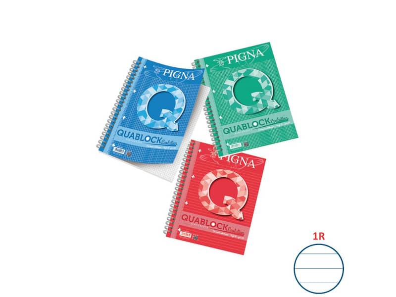 Quaderno 50 fogli a 4 fori PIGNA Quablock Evolution Skip A4 a righe 1R assortiti - 02112171R