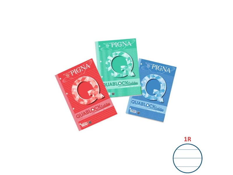 Quaderno 40 fogli a 4 fori PIGNA Quablock Evolution A4 a righe 1R assortiti - 02112151R