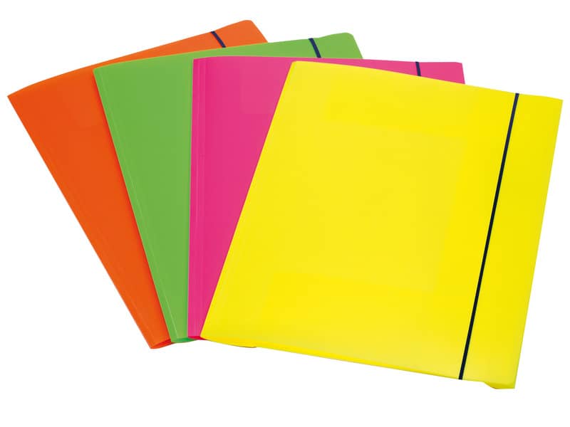 Cartellina a 3 lembi Leonardi cordonatura multipla con elastico A4 assortiti conf. da 4