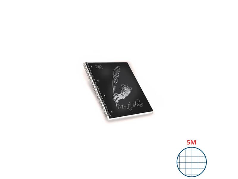 Quaderni spiralati A4 Pigna Mont Blanc Soft Touch assortiti - rigatura 5 mm - 100 ff - Conf. 5 pezzi - 02306885M