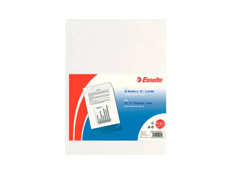 Buste a U ESSELTE Deluxe trasparente 22x30 cm conf. 25 pezzi