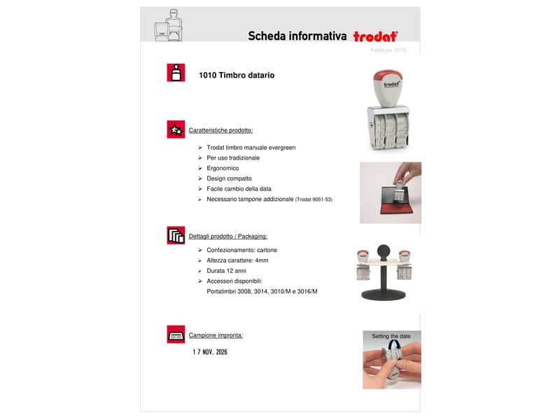 Datario in gomma TRODAT CLASSIC 1010 in gomma - carattere 4 mm