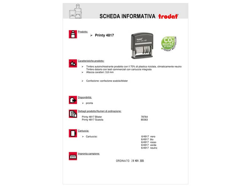 Timbro polinome - datario Trodat PRINTY 4817 in plastica nero