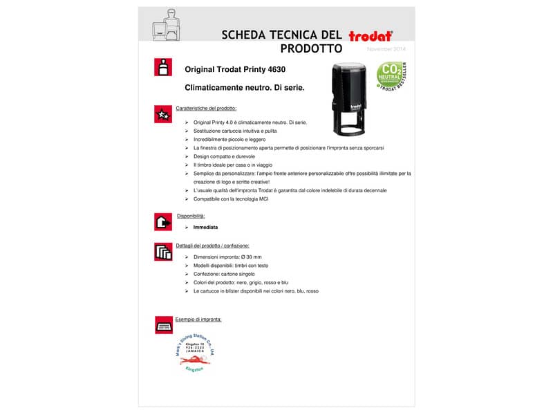Timbro autoinchiostrante Trodat PRINTY 4630 in plastica Ø 30 mm nero