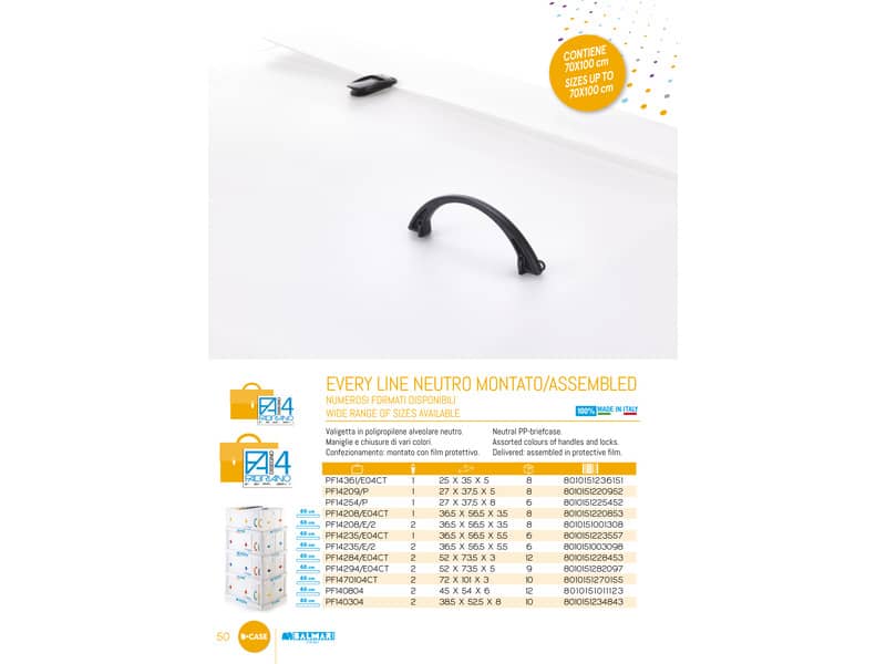 Valigetta portadisegni Favorit a una chiusura polionda cannettato bianco trasp. 36,5x56 cm dorso 3,5 cm - EURO 4T