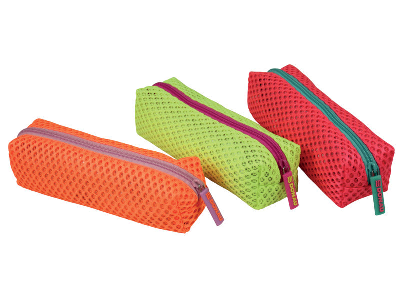 Astuccio a bustina con cerniera Donau Sporty Mesh - 23x7,5x6 cm - colori assortiti