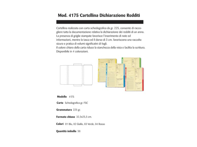 Cartelline a 2 lembi 4Pro dichiarazione dei redditi A4 cellulosa 225 g/m² dorso 2 cm giallo conf. da 50 pezzi - 4175 02