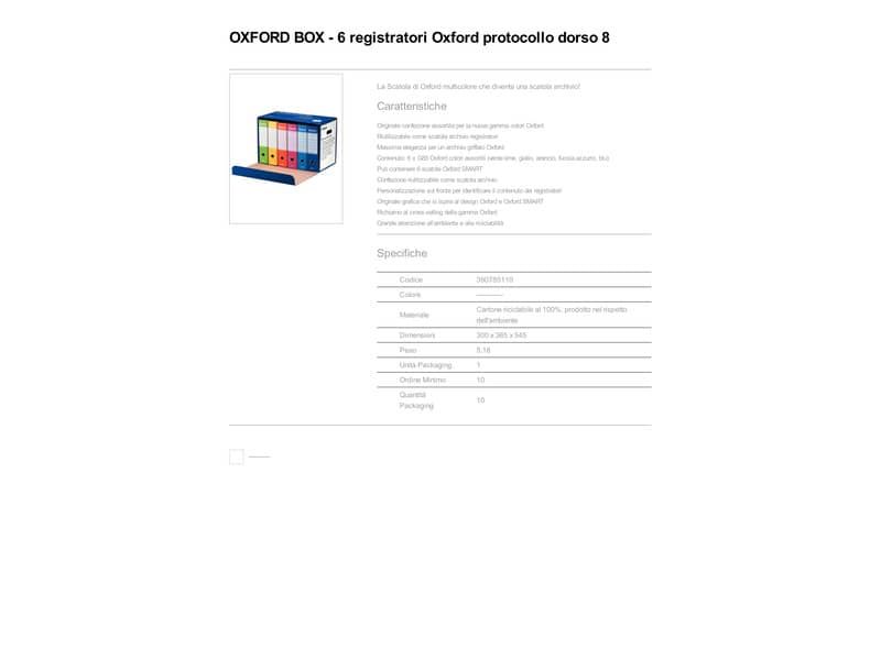 Registratori con custodia Esselte Oxford Box G85 protocollo 54,5x36,5 cm - dorso 8 cm assortiti conf. da 6