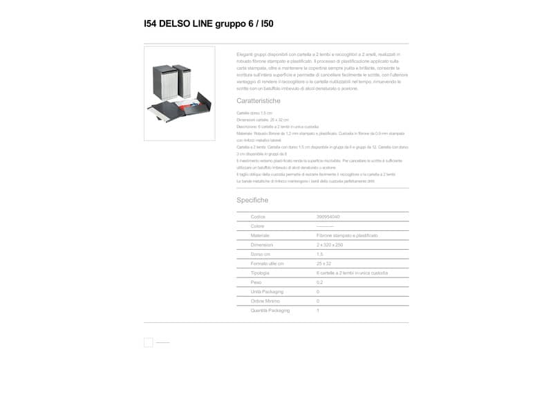 Cartelle a 2 lembi Esselte I54 DELSO LINE 6/I50 bianco/grigio 25x32 cm dorso 1,5 cm 6 cartelle