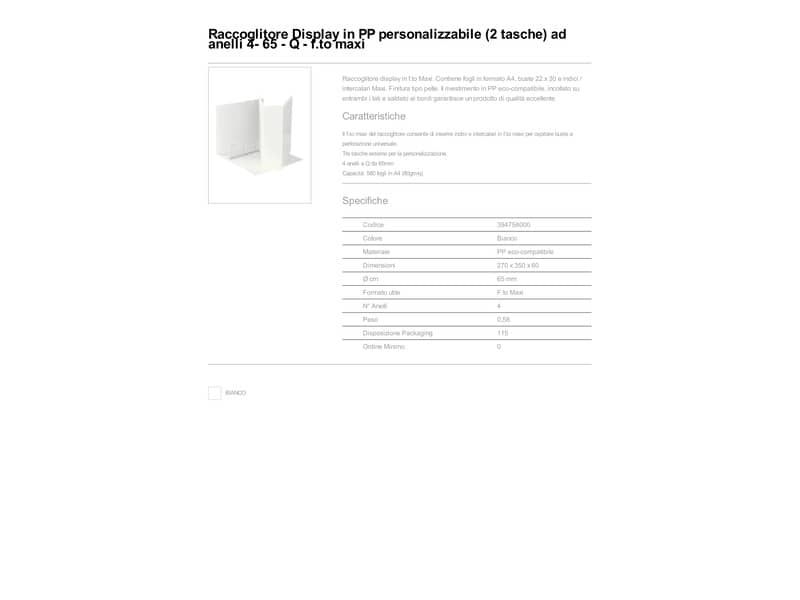 Raccoglitore personalizzabile Esselte Display a 4 anelli a Q 65 mm bianco formato Maxi