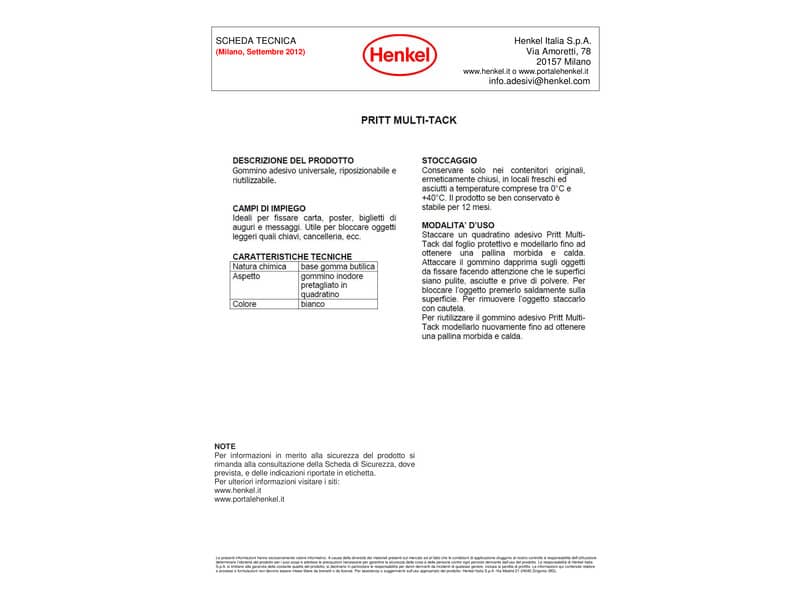 Adesivi rimovibili Pritt gommini Multi-Tack bianco Blister da 95 gommini
