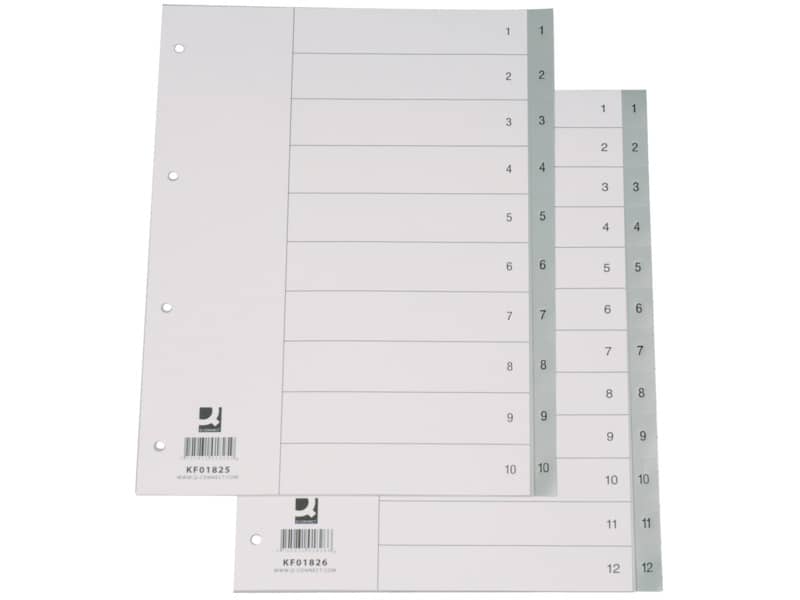 Divisore numerico Q-Connect grigio 22,5x29,7 cm ppl 1-12