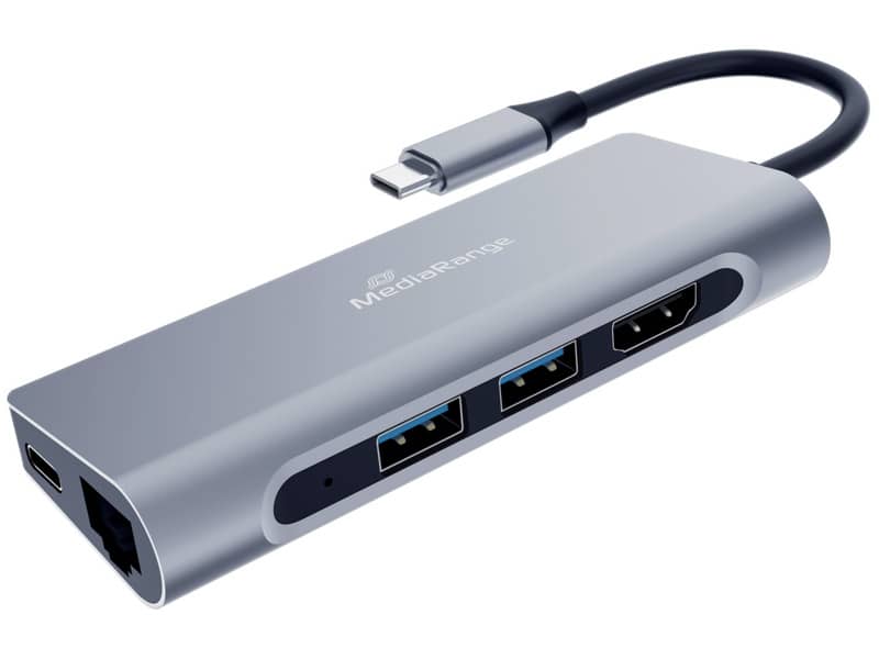 Adattatore multiplo Media-Range USB Type-C® 7-in-1 argento