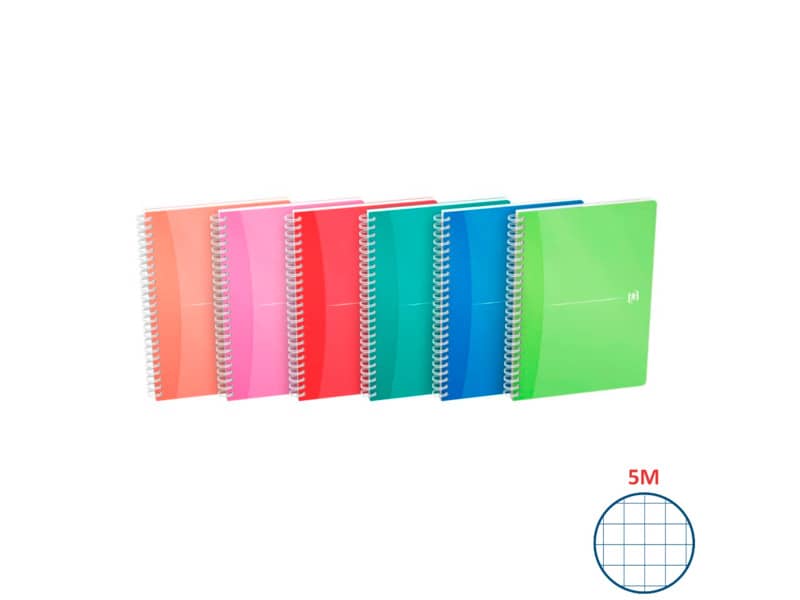 Quaderno spiralato OXFORD Office My Colours A5 assortiti quadretti 5 mm 21–29.7 cm