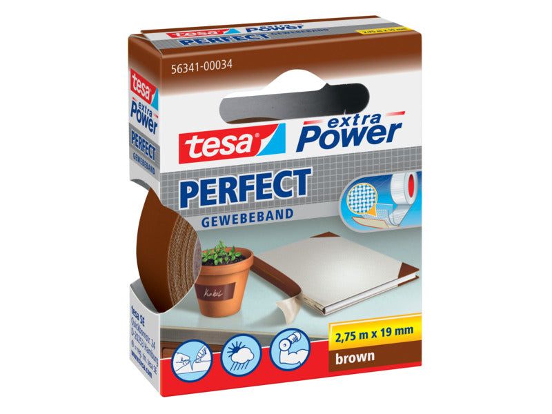 Nastro adesivo in tela tesa extra Power®Perfect plastificato 19 mm x 2,75 m bianco - --03