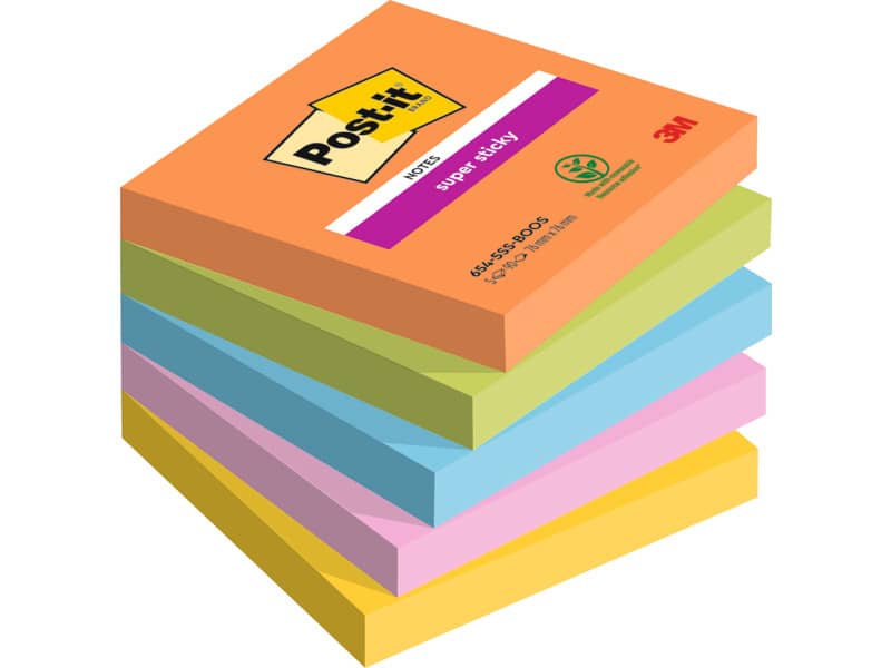 Foglietti Post-it® Super Sticky Boost - conf. 5 blocchetti da 90 ff 76x76 mm - 654-5SS-BOOS