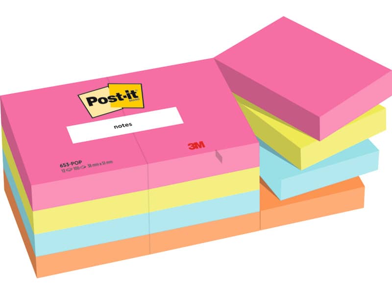 Foglietti Post-it® Popmistic - conf. 12 blocchetti da 100 ff - 38x51 mm - 653-pop