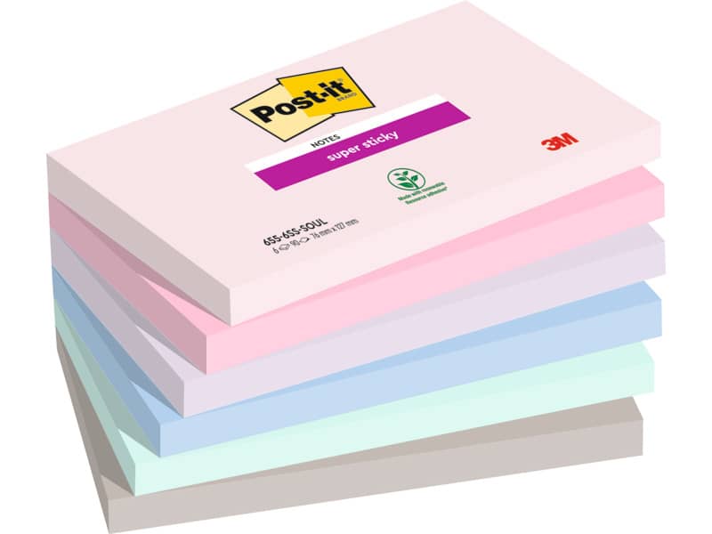 Foglietti Post-it® Super Sticky Soulful conf. 12 blocchetti da 90 ff - 47,6x47,6 mm - 622-12SS-SOUL