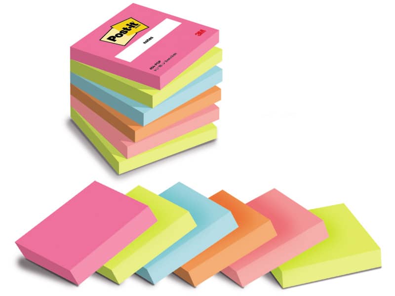 Foglietti Post-it® Popmistic - conf. 6 blocchetti da 100 ff - 76x76 mm - 654-pop