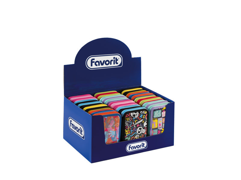 Astuccio 3 zip Favorit Fantasy - 12 pastelli + 18 pennarelli - colori assortiti