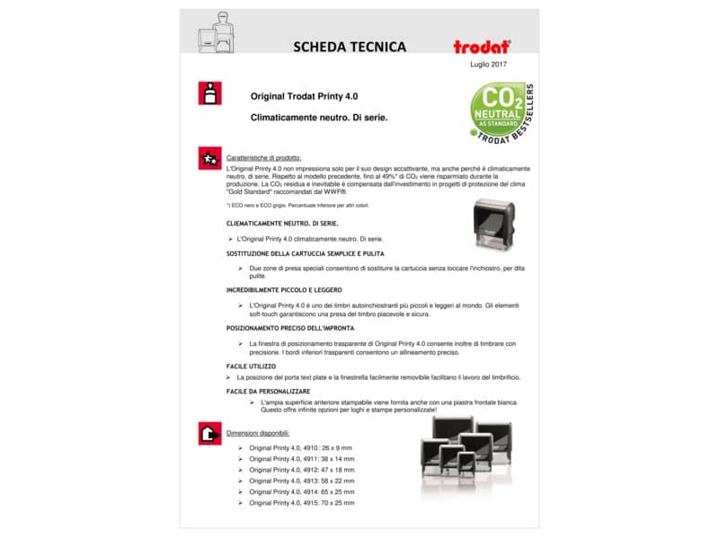 Timbro autoinchiostrante max 7 righe Trodat eco PRINTY 4914 - 64x26 mm nero