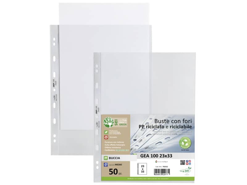 Buste in PP buccia Sei Rota Gea 100 trasparente 23x33 cm - medio spessore - confezione 50 pezzi