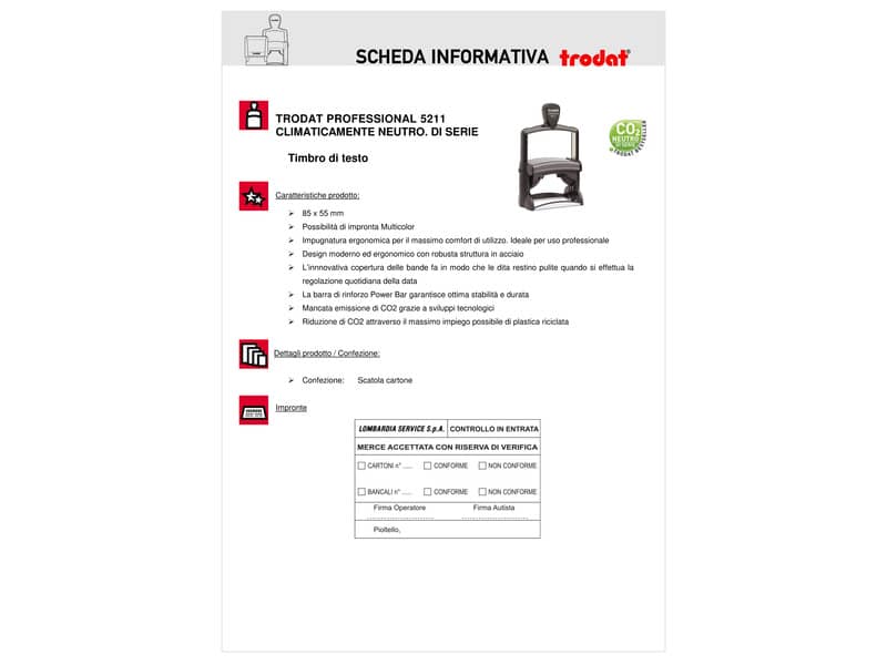 Professional 5211 - Timbro di testo PERSONALIZZATO - dimensione max pers.ne 85x55 mm - fino a 14 righe
