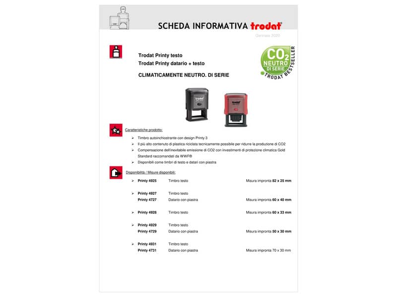 Printy 4731 - Datario con testo PERSONALIZZATO fino a 3+3 righe dimens. max personalizzazione 70x30 mm