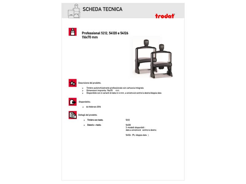 Professional 5212 - Timbro di testo PERSONALIZZATO - dimensione max pers.ne 116x70 mm - fino a 17 righe
