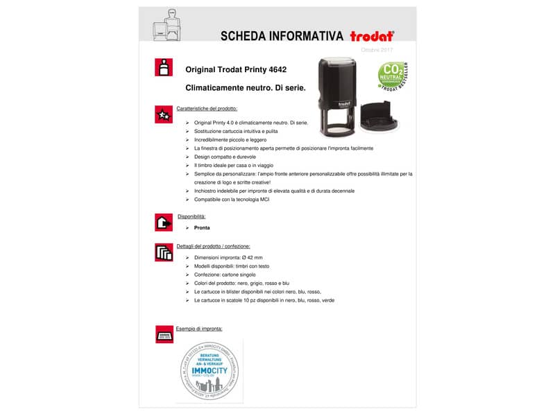Printy 4642 - Timbro di testo PERSONALIZZATO fino a 9 righe dimensione max personalizzazione Ø42 mm