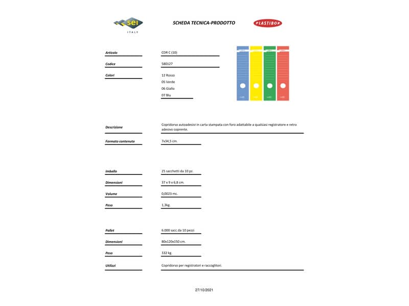 Copridorso autoadesivi Sei Rota CDR-C 7x34,5 cm blu Conf. 10 pezzi