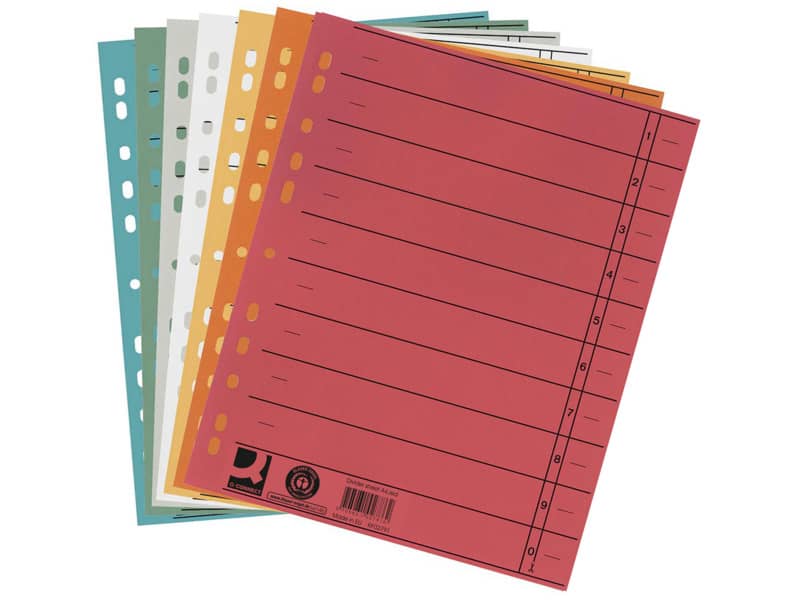 Separatore per archivio con perforazione universale Q-Connect 24x30 cm 230 g/m² blu conf. da 100