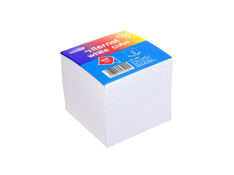 Cubo in carta bianca collato su 1 lato 90x90x90 mm - 800 fogli Memoidea white cube - 3290