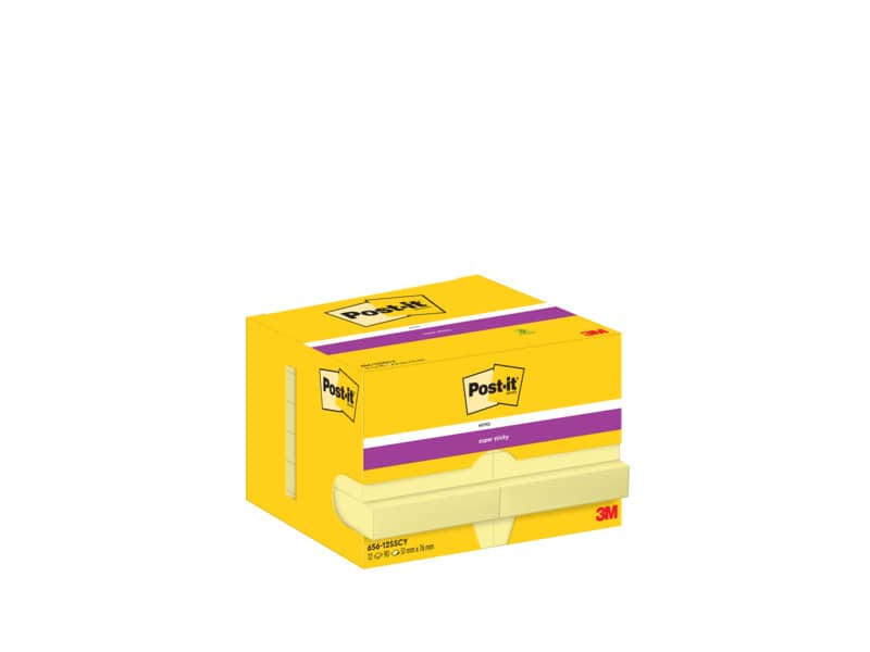 Foglietti riposizionabili Super Sticky Notes Post-it® Giallo Canary 48x73 mm 12 blocchetti da 90 ff - 656-12SSCY
