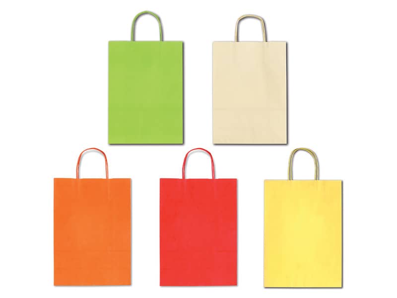 Borsa Allegra su carta kraft bianca colori light assortiti conf. 25 pz Rex-Sadoch 16x8x21 cm - SDF16LIT