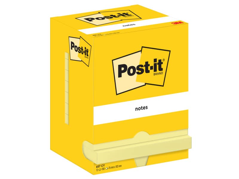Foglietti Post-it® Canary Yellow 100% PEFC 100 ff/blocchetto - 12 blocchetti/confezione - 657 CY