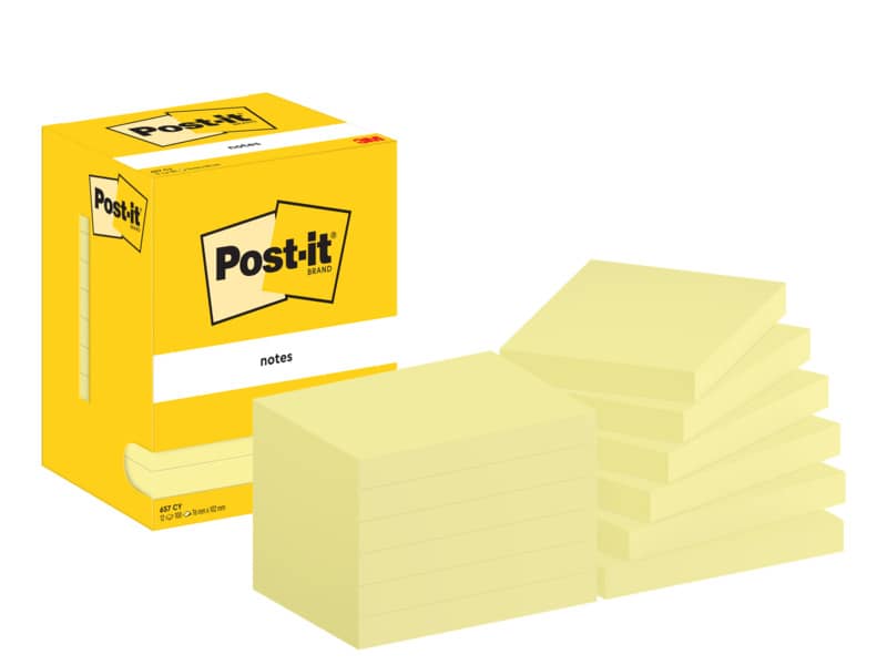 Foglietti Post-it® Canary Yellow 100% PEFC 100 ff/blocchetto - 12 blocchetti/confezione - 657 CY
