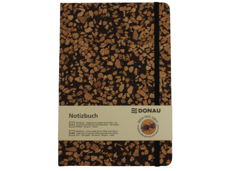 Taccuino con copertina in tessuto riciclata dai chicchi di caffè Donau - 96 ff ricilati da 80 g/m² - conf. 3 pz