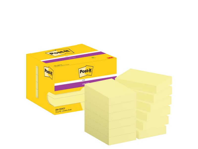 Foglietti riposizionabili Super Sticky Notes Post-it® Giallo Canary 48x73 mm 12 blocchetti da 90 ff - 656-12SSCY