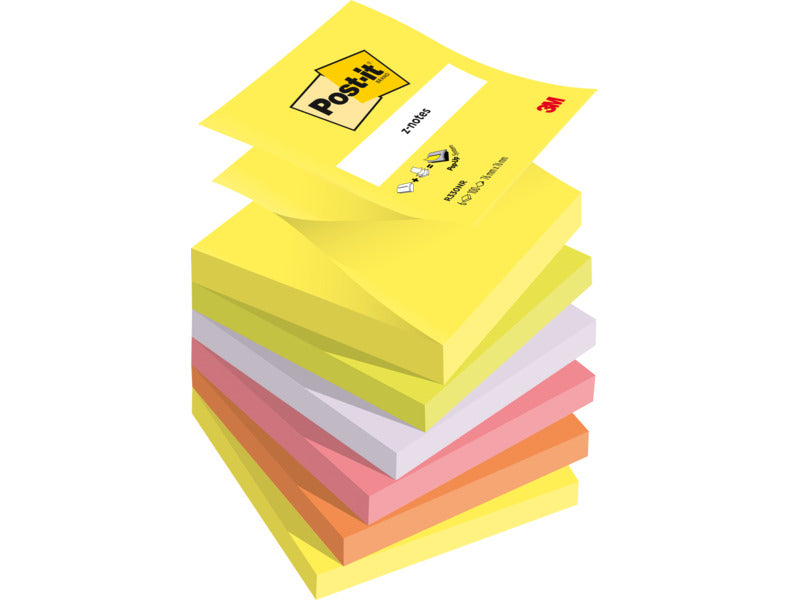Foglietti colorati Post-it® Ricarica Z-Notes Super Sticky neon assortiti cf. 6 blocchetti da 100 ff R330-NR