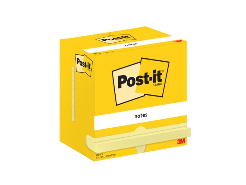 Foglietti riposizionabili classici Post-it® Notes 38x51 mm 100 ff Giallo Canary™ conf. da 12 - 653E