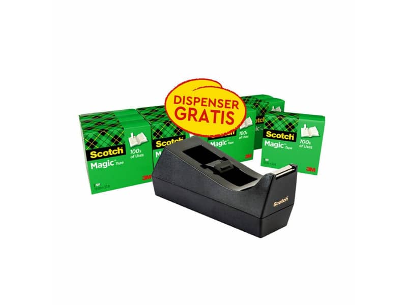 Dispenser per nastro adesivo Scotch® Magic™ C38 nero + 12 rotoli 19 mm x 33 m SM12 Black