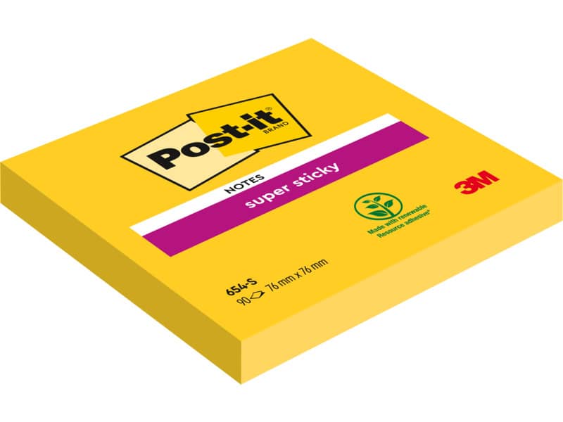 Foglietti riposizionabili Super Sticky Notes Post-it® giallo oro - 76x76 mm 12 blocchetti da 90 ff - 654-S
