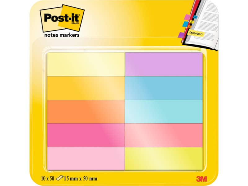 Segnapagina removibili in carta Post-it® Notes Markers assortiti 10 blocchetti da 50 fogli - 670-10AB-EU