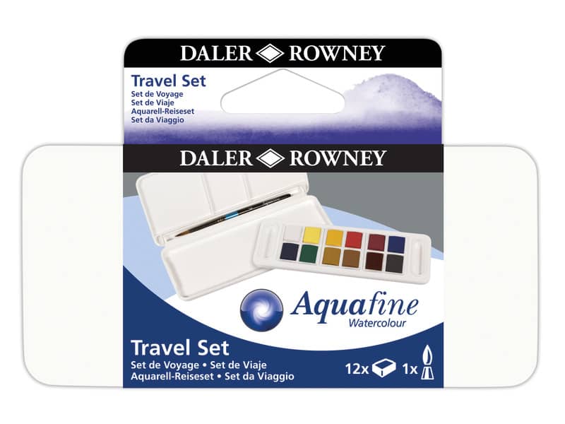 Acquerelli Daler Rowney Aquafine Travel Set 12 colori assortiti + 1 pennello - D131900001